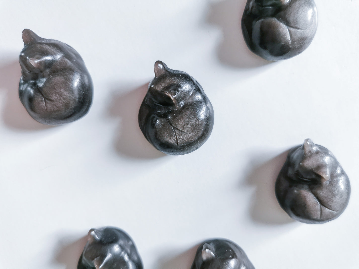Silver sheen obsidian cats