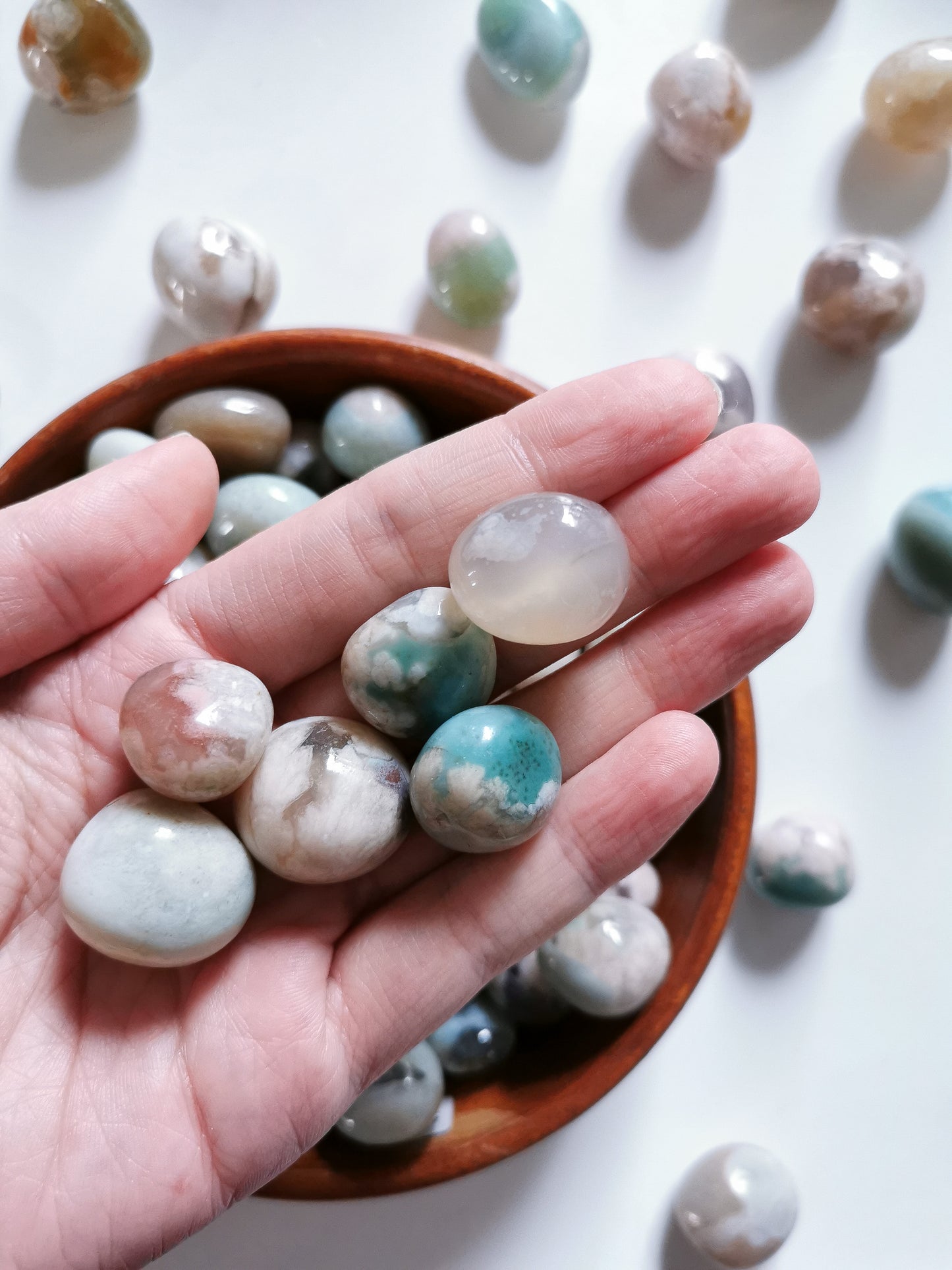 Green Flower Agate Tumble