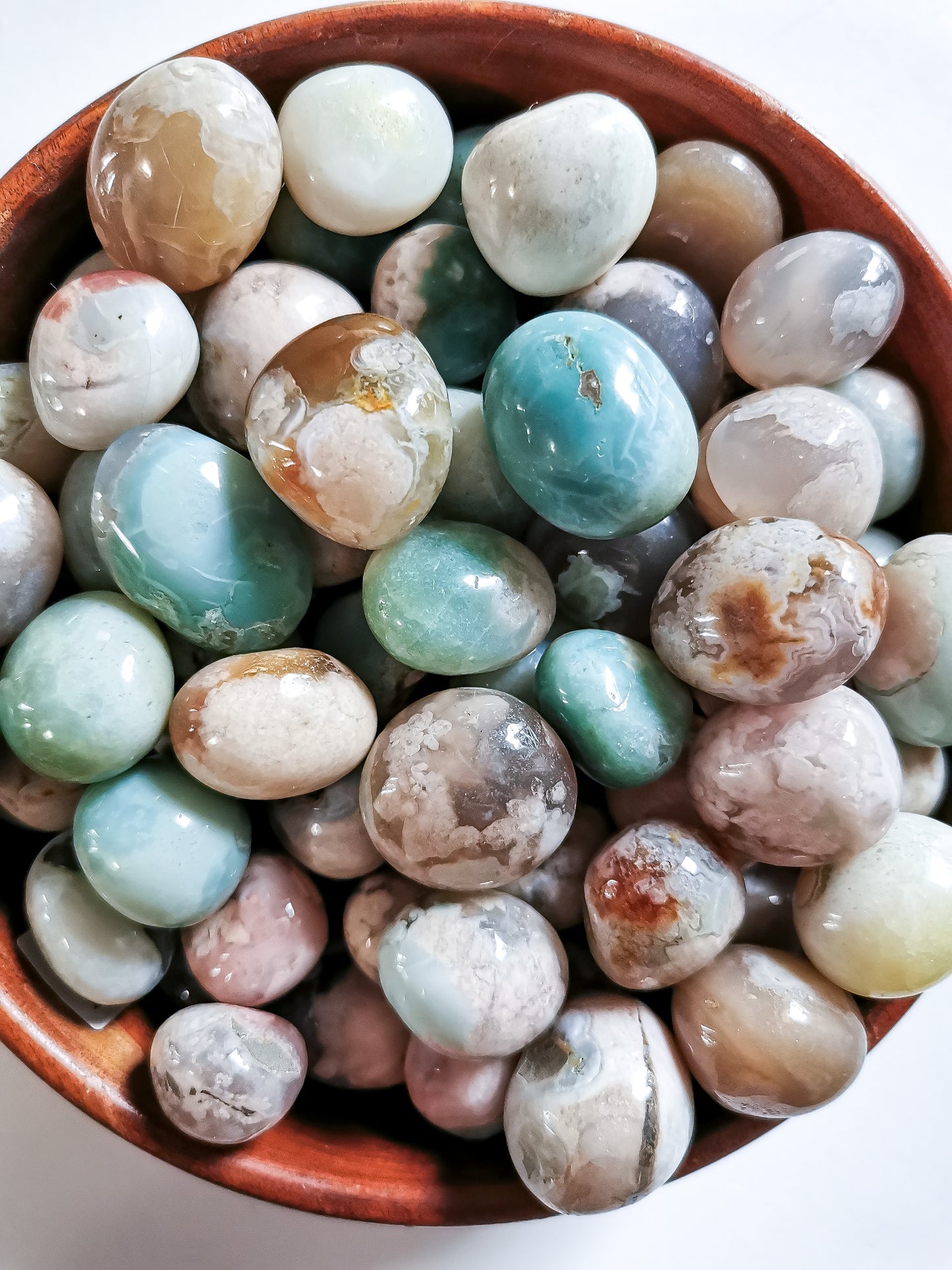 Green Flower Agate Tumble