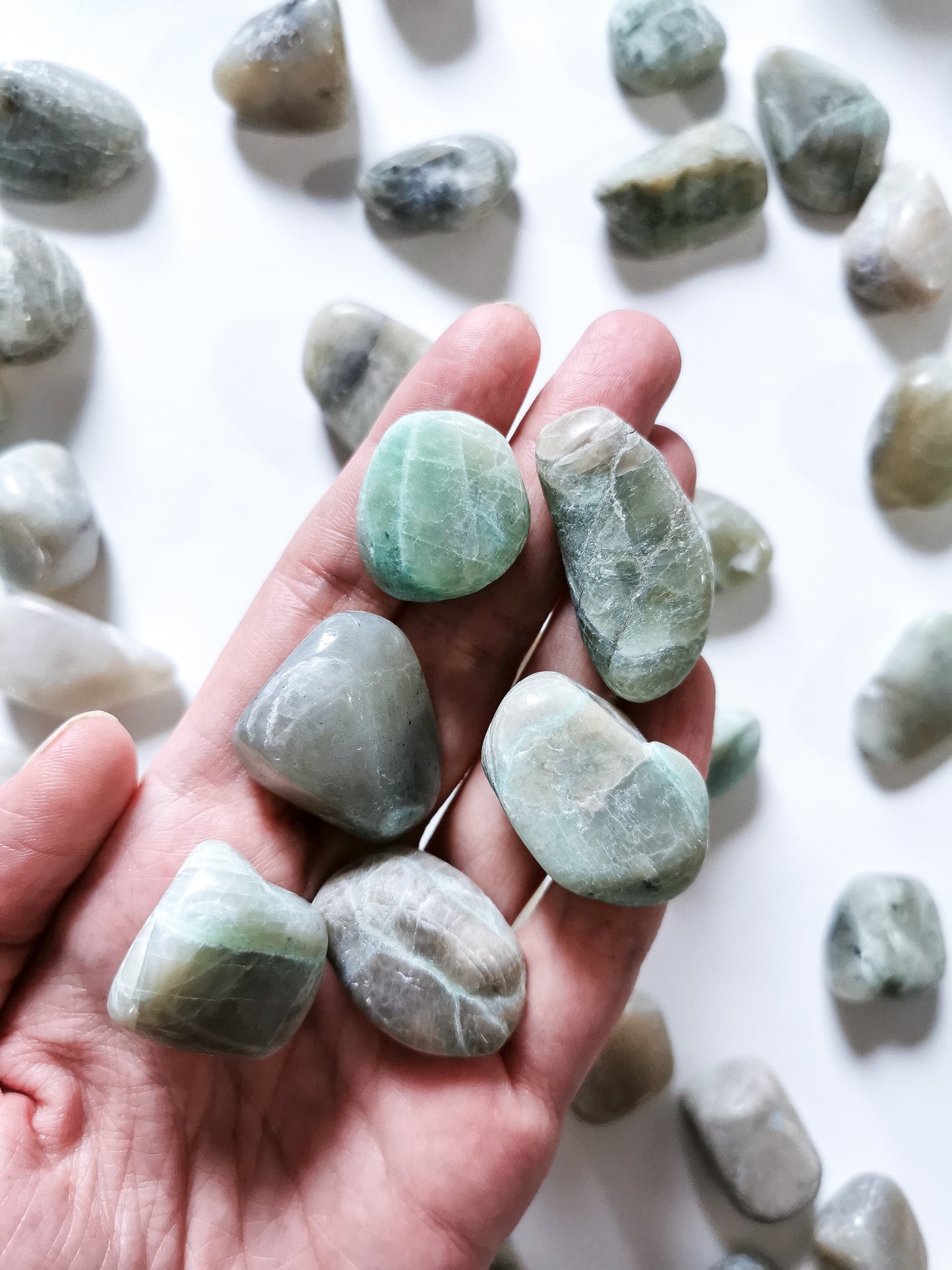 Garnierite Green Moonstone tumbles